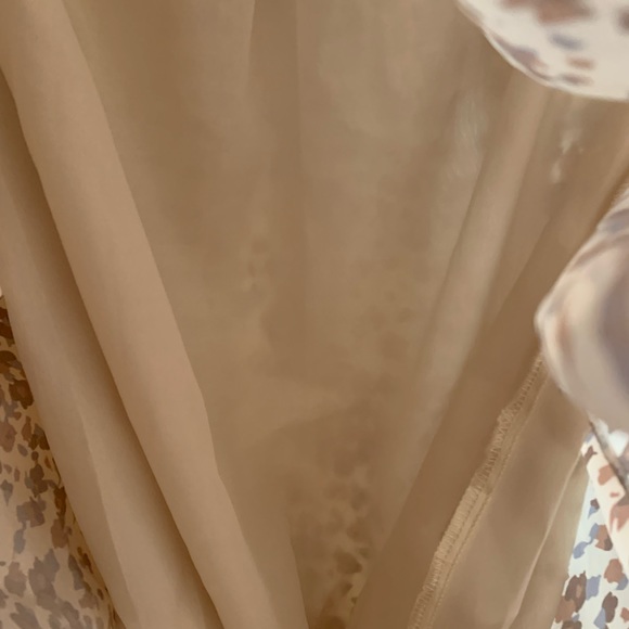 NWT CDM Sz M cream w/brown print. Tie bust line, flowy style w/ elastic waist. - Picture 2 of 4